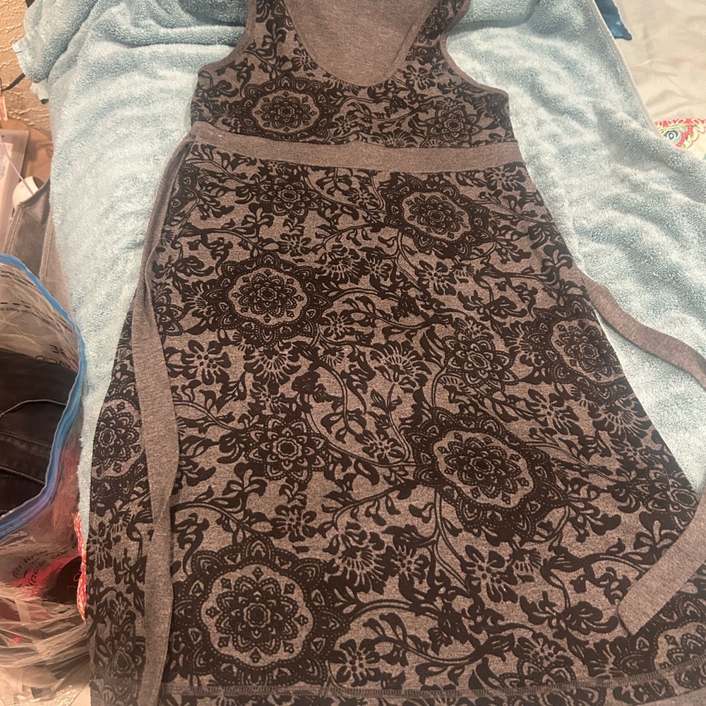 Eddie Bauer Charcoal and Black Patterned Midi Dress